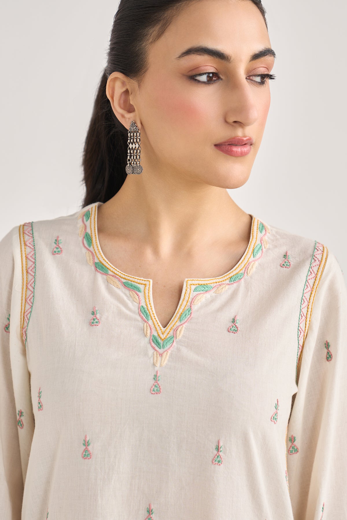 Chikankari summer 26 kora Straight cut kurta with salwar and scarf ( set of 3) - Ready to ship