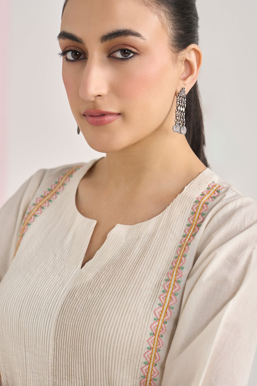 Chikankari summer 26 kora pintuck kurta with salwar and dupatta ( set of 3 ) - Ready to ship