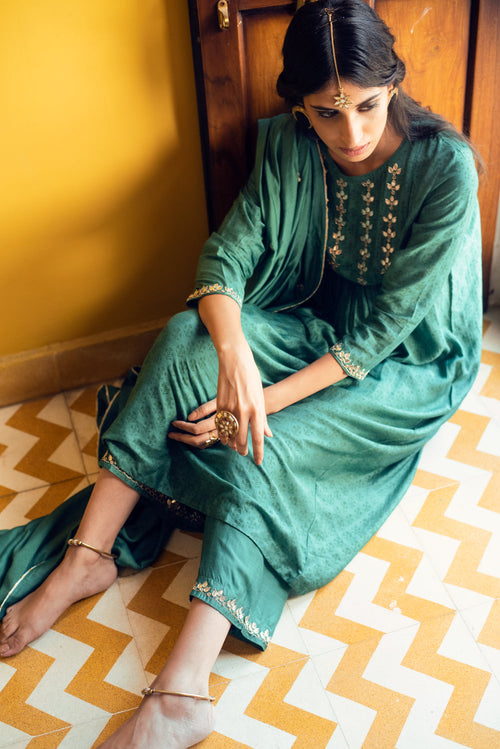 AAFREEN GREEN GOTA PATTI YOKE SET OF 3