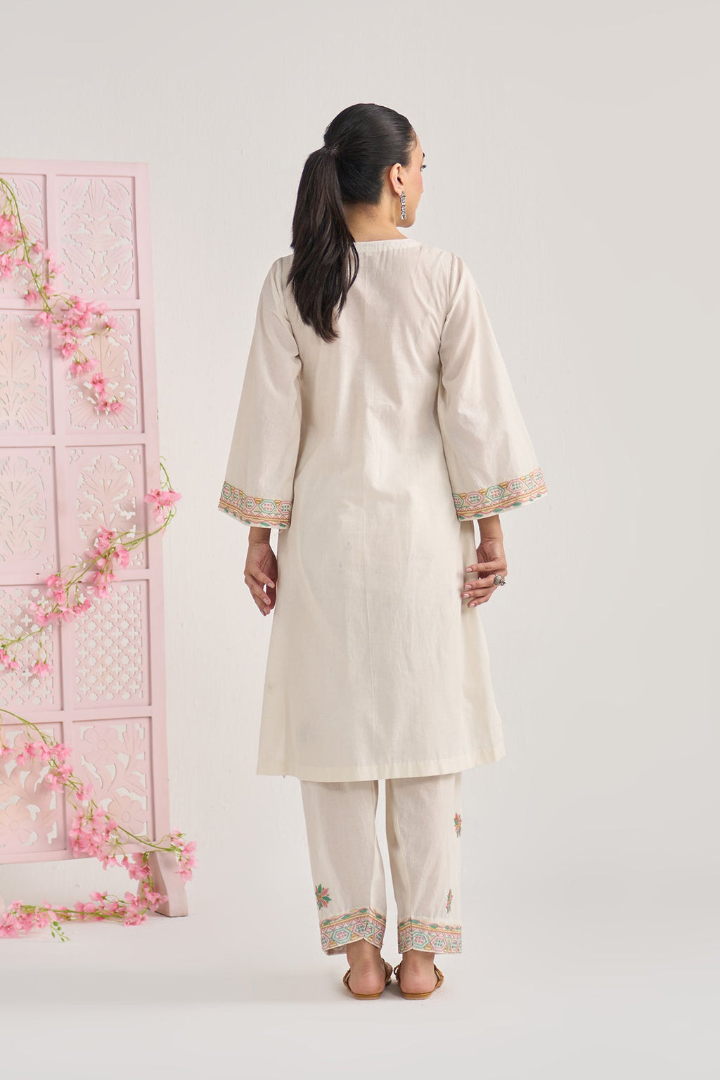 Chikankari summer 26 kora pintuck kurta with salwar and dupatta ( set of 3 ) - Ready to ship