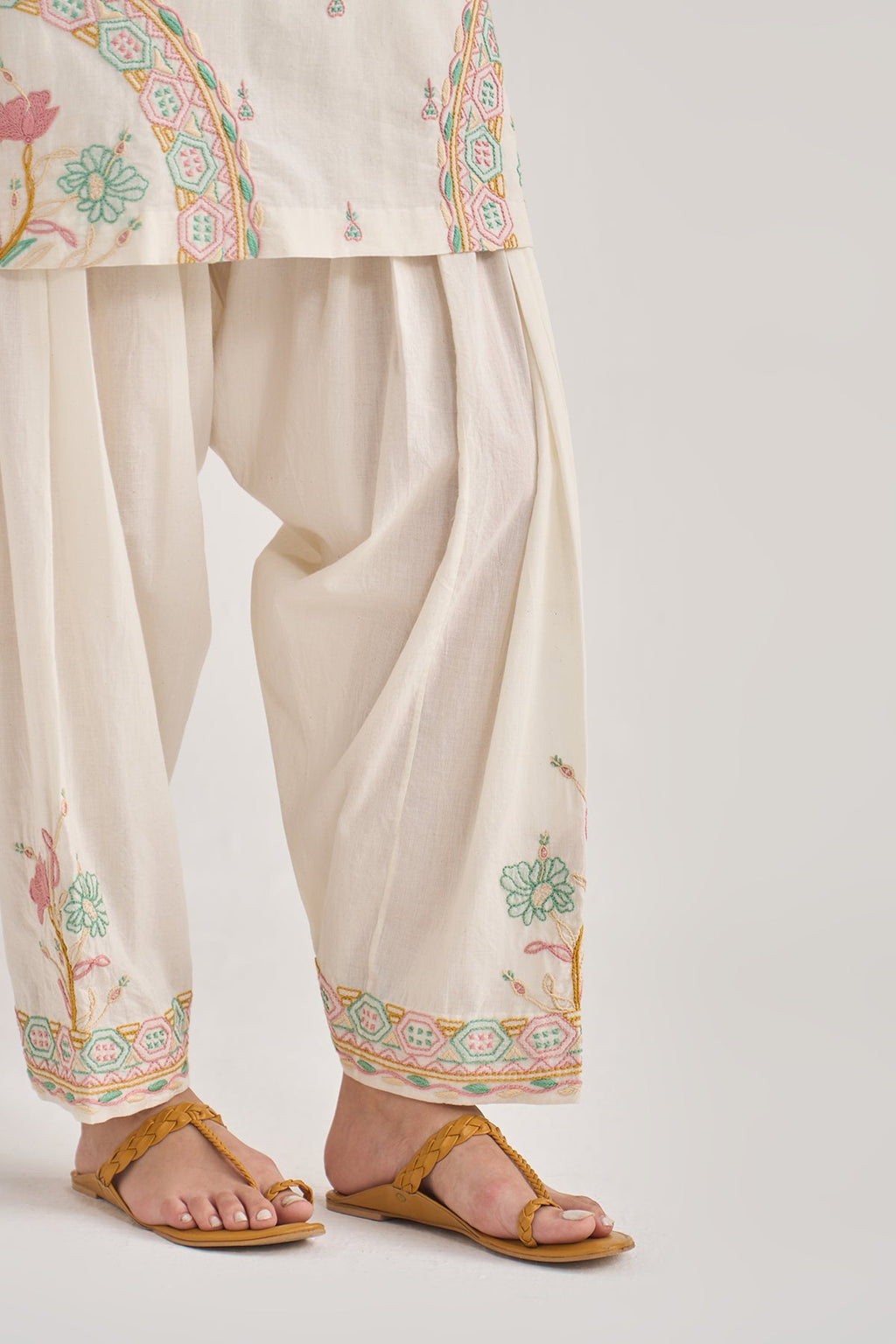 Chikankari summer 26 kora Straight cut kurta with salwar and scarf ( set of 3) - Ready to ship