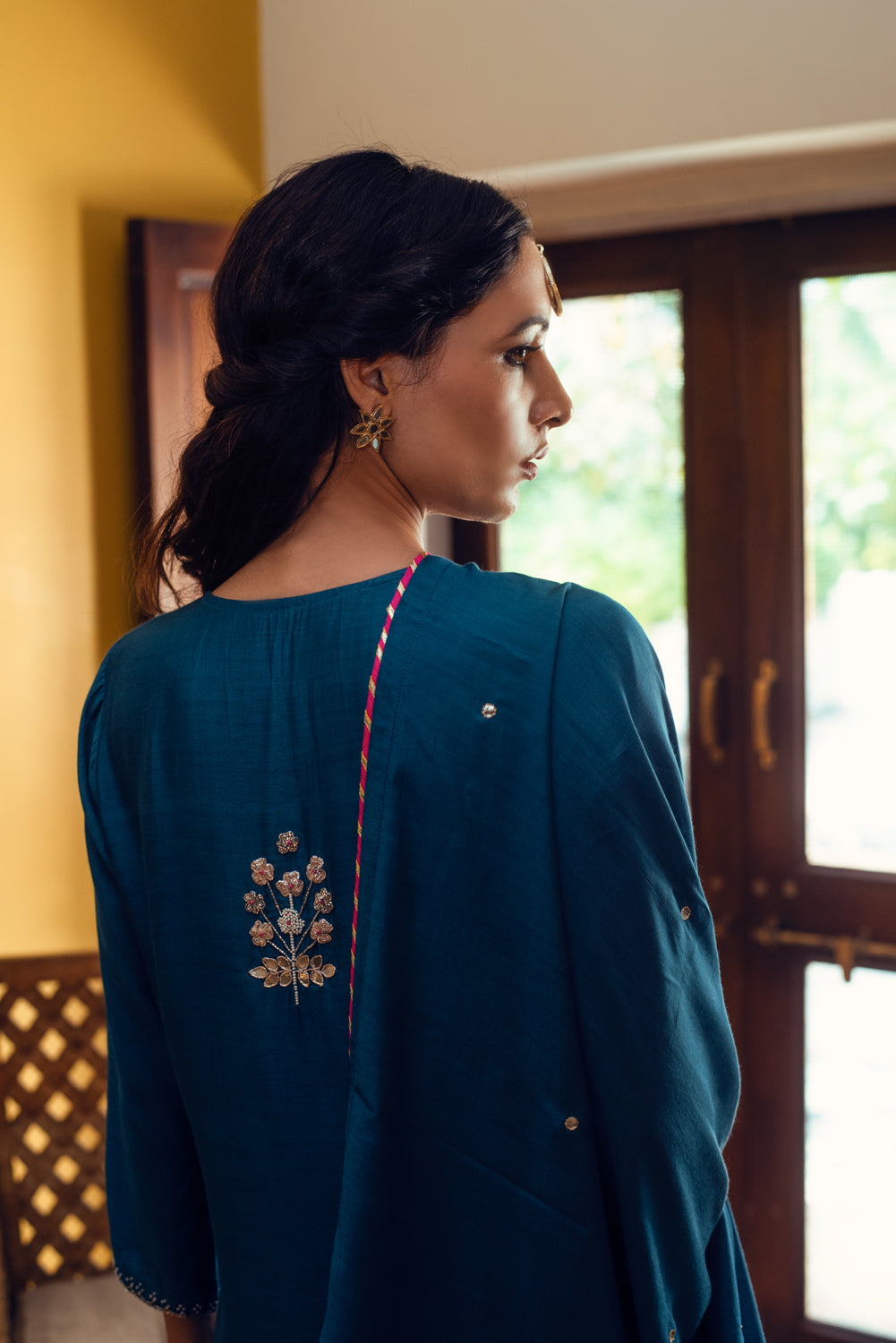 AAFREEN TEAL GOTA PATTI PANEL SUIT SET OF 3
