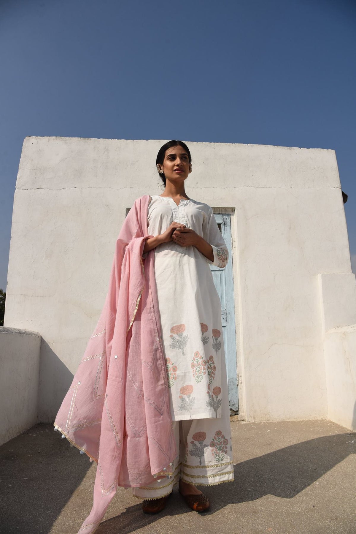 Ivory Mughal Block Suit Set