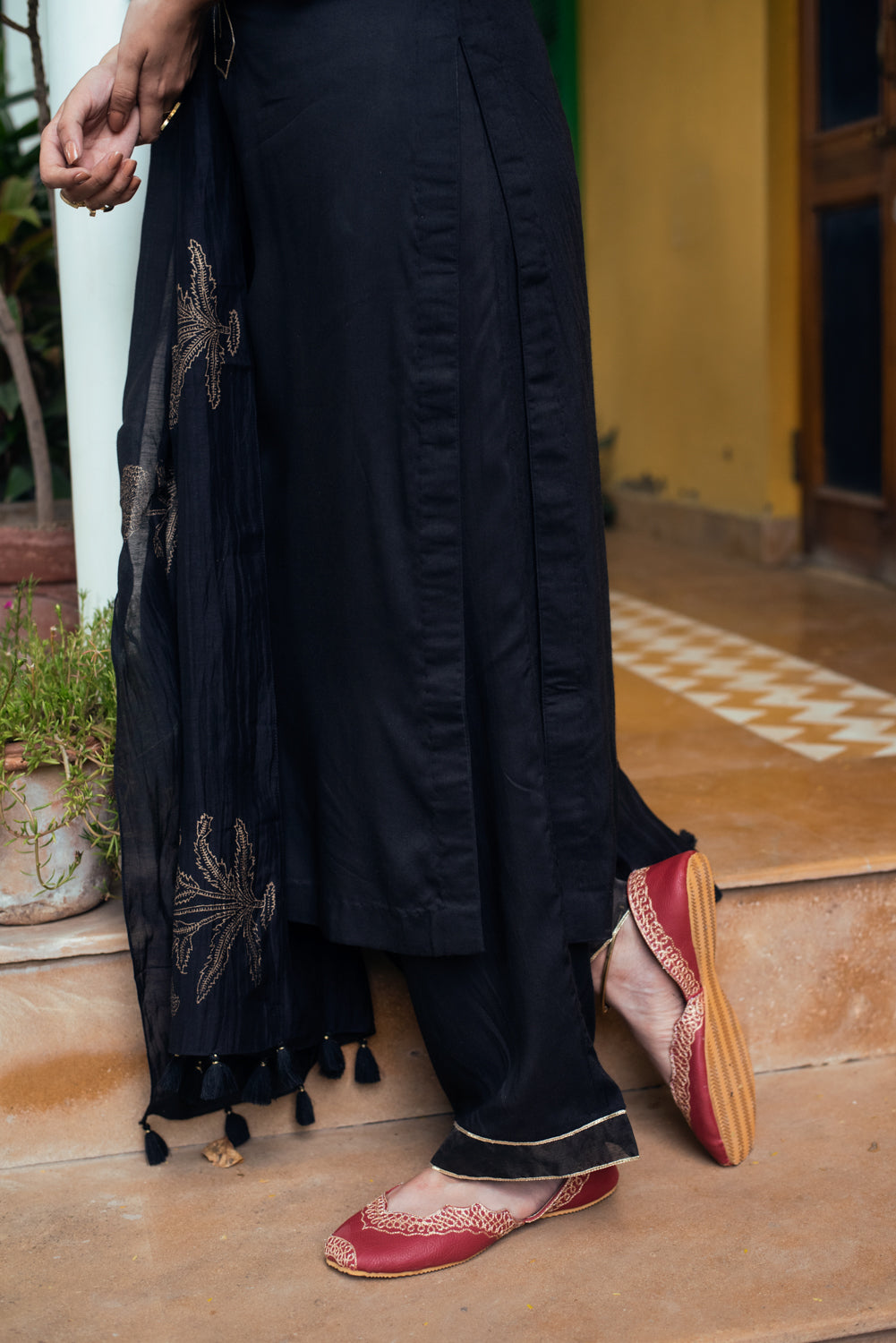 AAFREEN BLACK PALAZZO SUIT SET OF 3