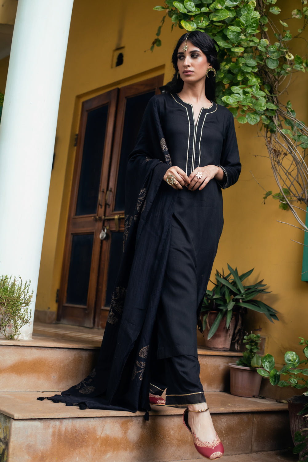 AAFREEN BLACK PALAZZO SUIT SET OF 3