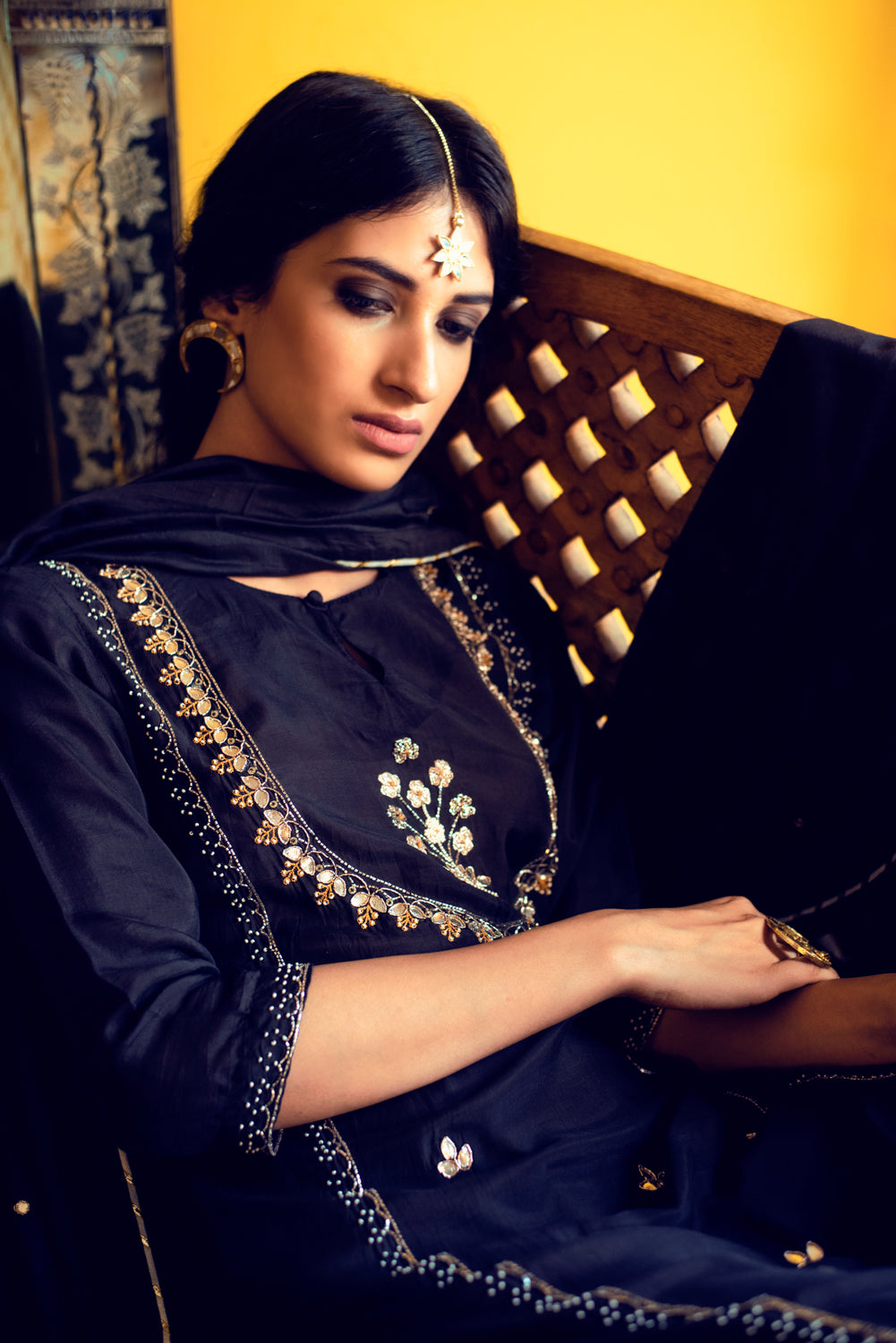 AAFREEN BLACK GOTA PATTI PANEL SUIT SET OF 3