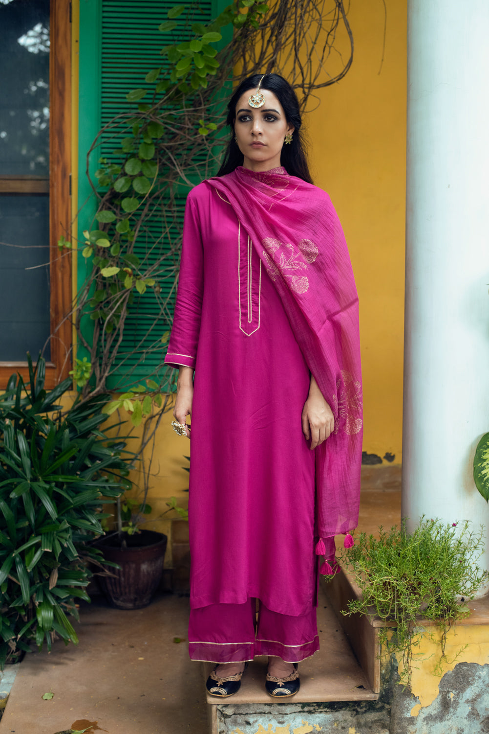 AAFREEN RANI PINK PALAZZO SUIT SET OF 3
