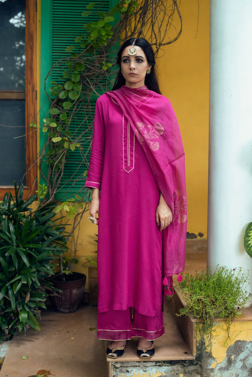 AAFREEN RANI PINK PALAZZO SUIT SET OF 3