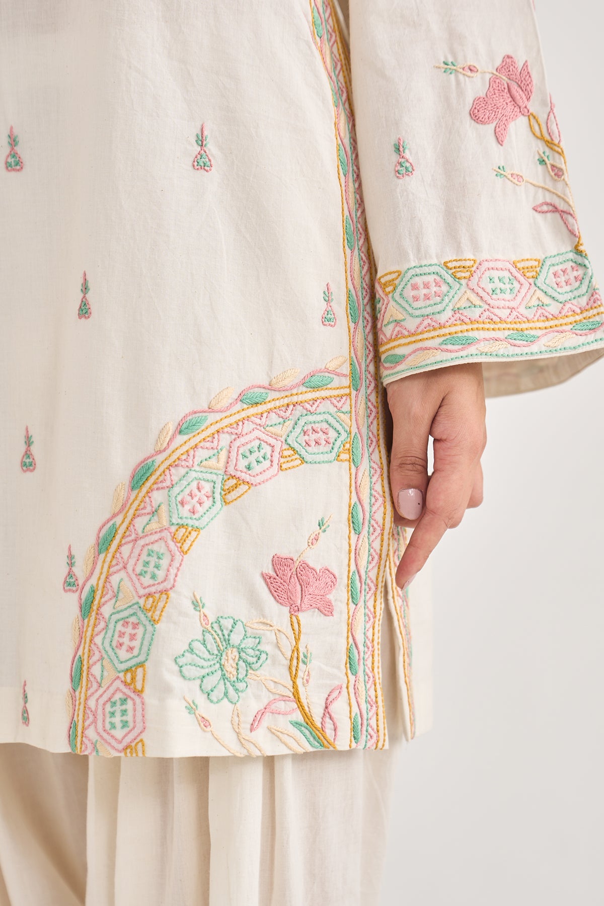Chikankari summer 26 kora Straight cut kurta with salwar and scarf ( set of 3) - Ready to ship