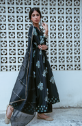 AAFREEN BLACK BLOCK PRINTED LONG KURTA PALAZZO SET