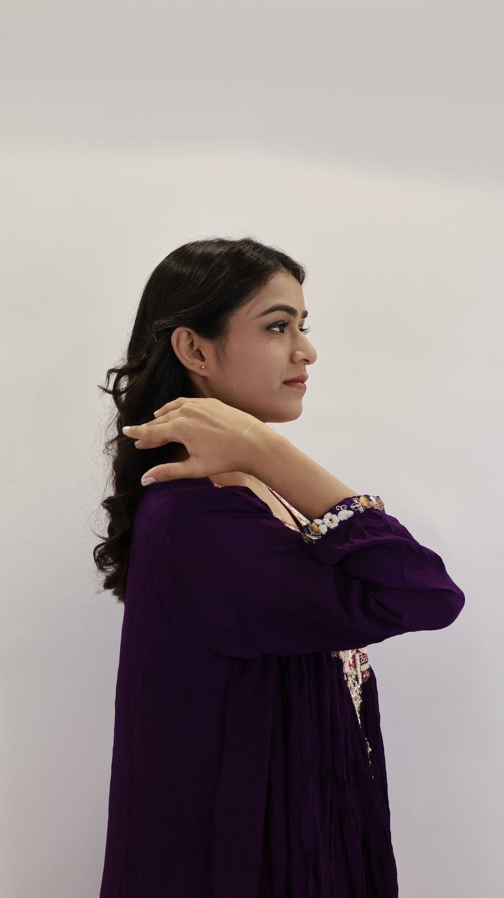 AAFREEN BLUE BLOCK PRINTED LONG KURTA PALAZZO SET