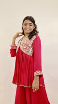Jannat Old Rose Short Kurta with Gharara and Dupatta