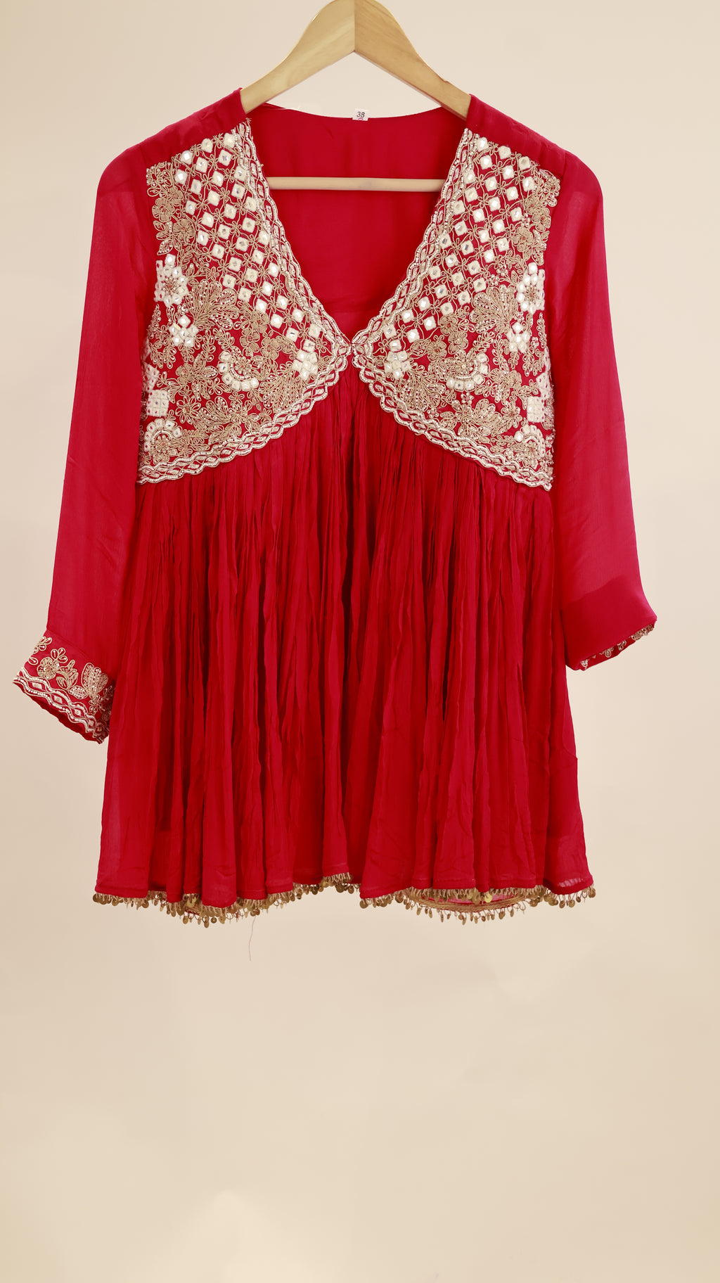 Jannat Old Rose Short Kurta with Gharara and Dupatta