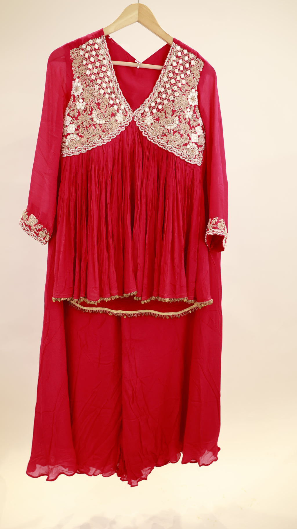 Jannat Old Rose Short Kurta with Gharara and Dupatta