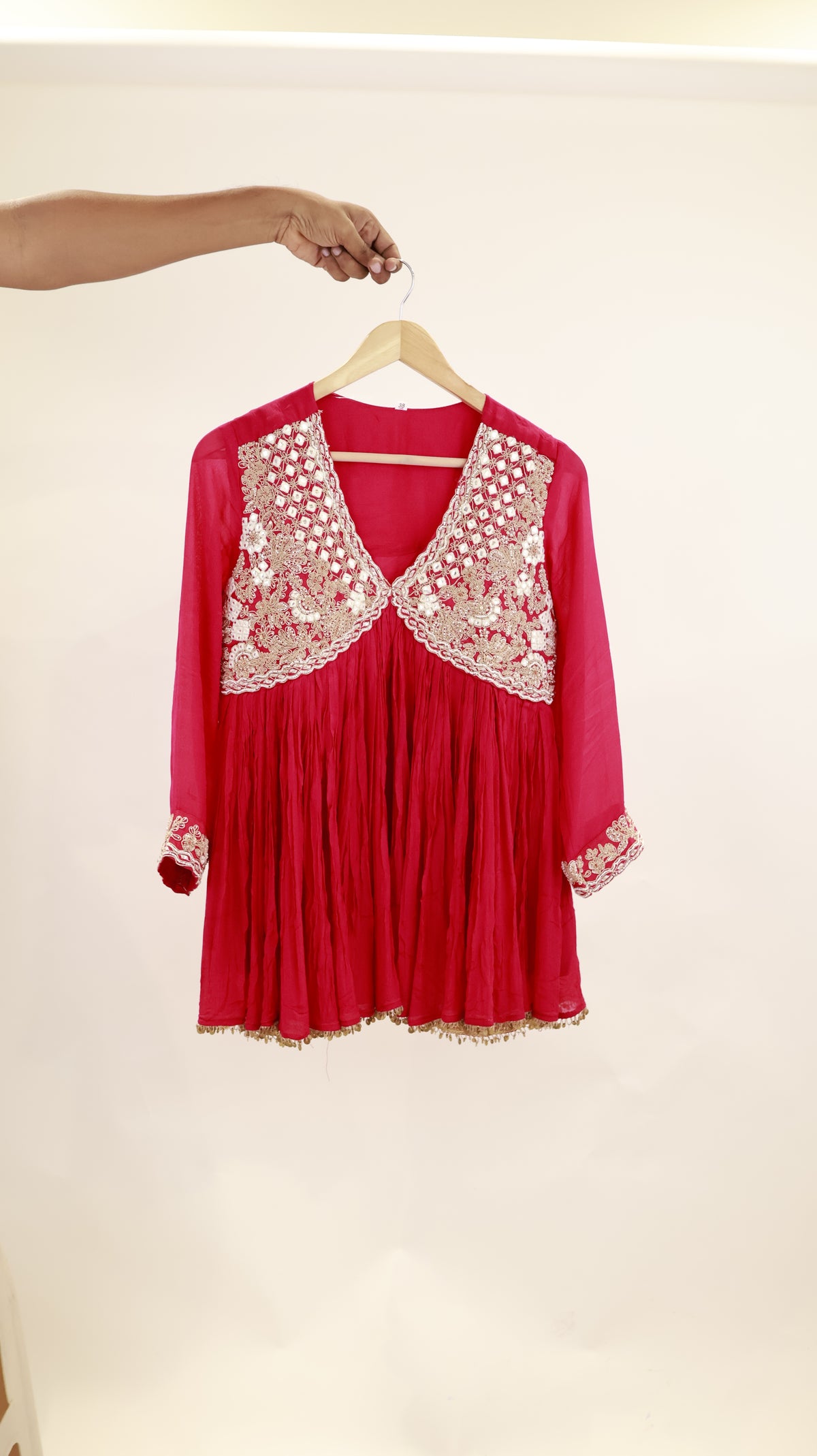 Jannat Old Rose Short Kurta with Gharara and Dupatta