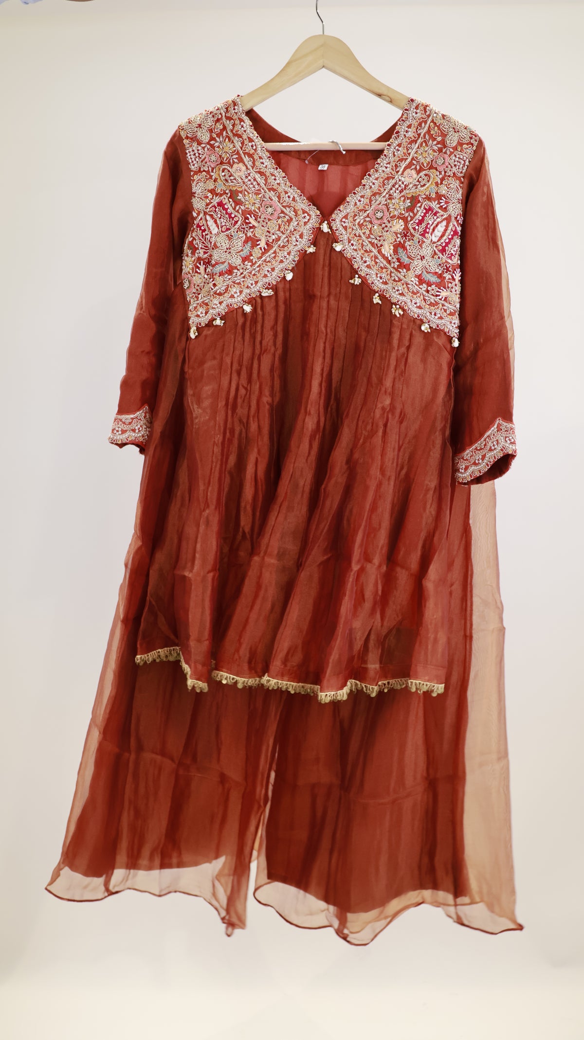 AAFREEN BLACK BLOCK PRINTED LONG KURTA PALAZZO SET