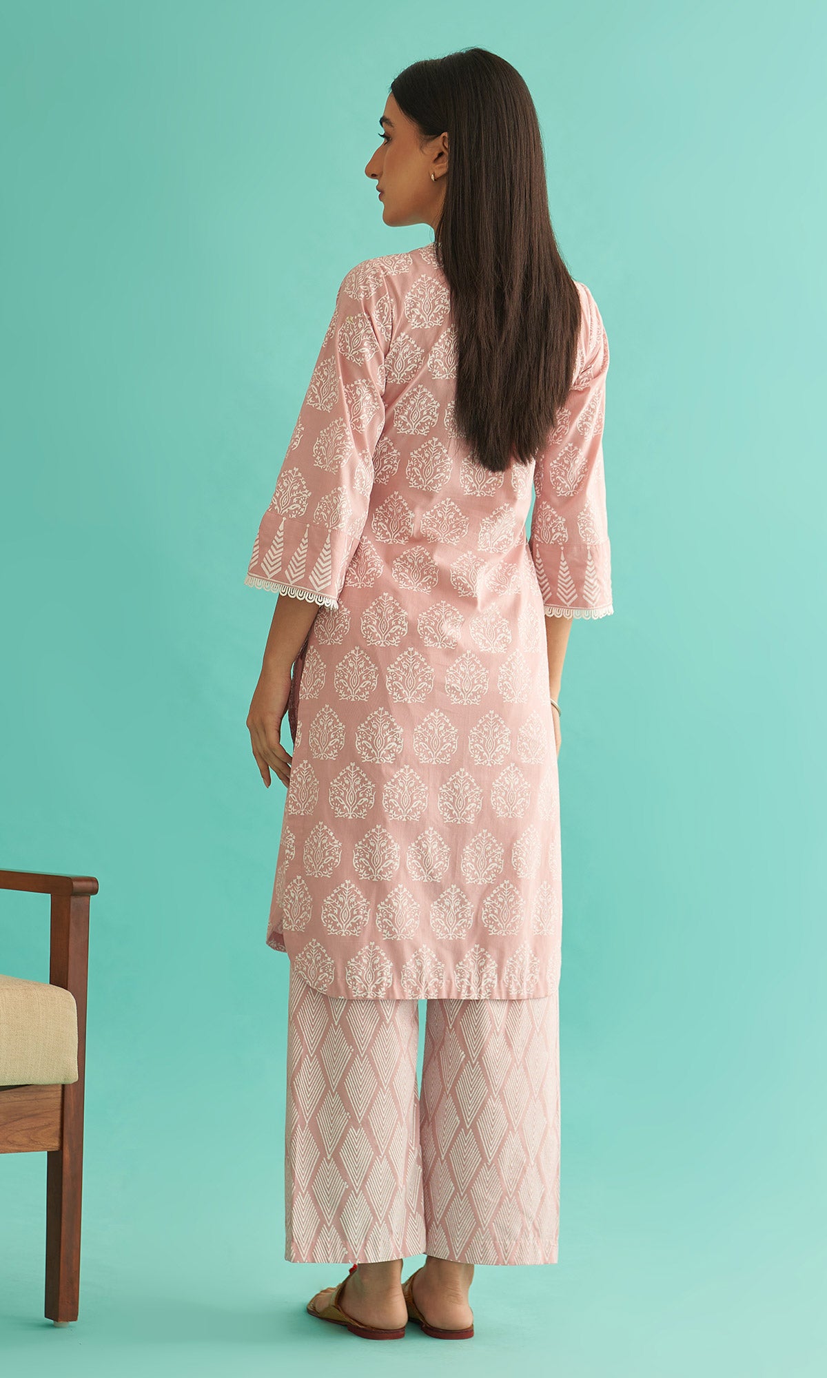 Daisy Vol 3 - Dusty Pink Hand Block Printed Straight Kurta Set of 2 - Ready to ship