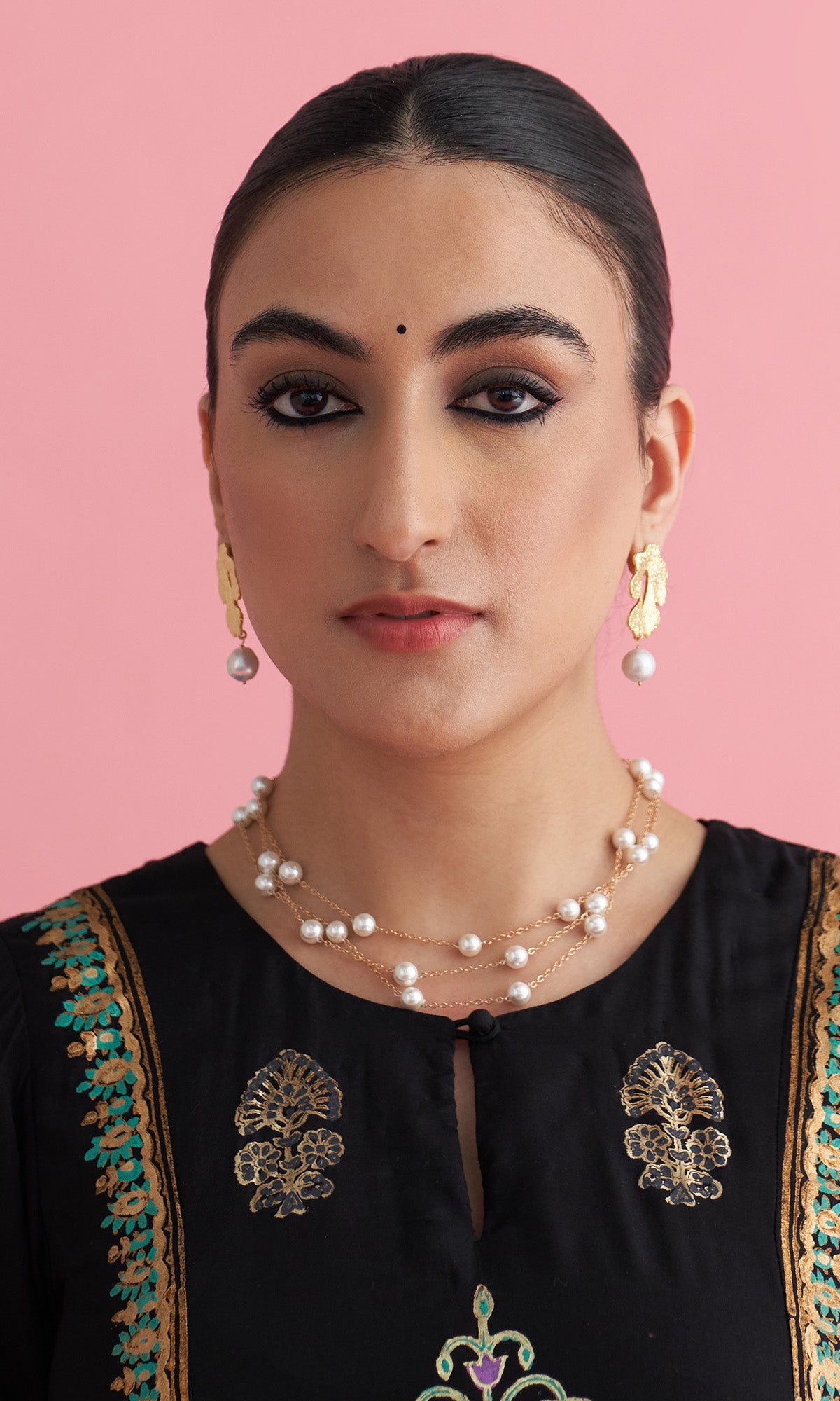 Apala Black Foil print Anarkali with palazzo and dupatta(set of 3) - Ready to ship