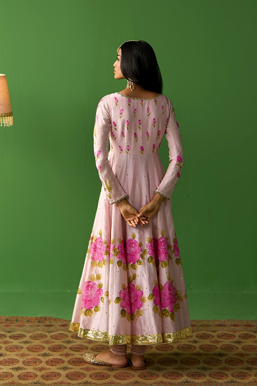 Sirat Vol. 2 Soft Pink Hand Painted Yoke Anarkali With Chooridar And Dupatta ( Set Of 3) - Ready to ship