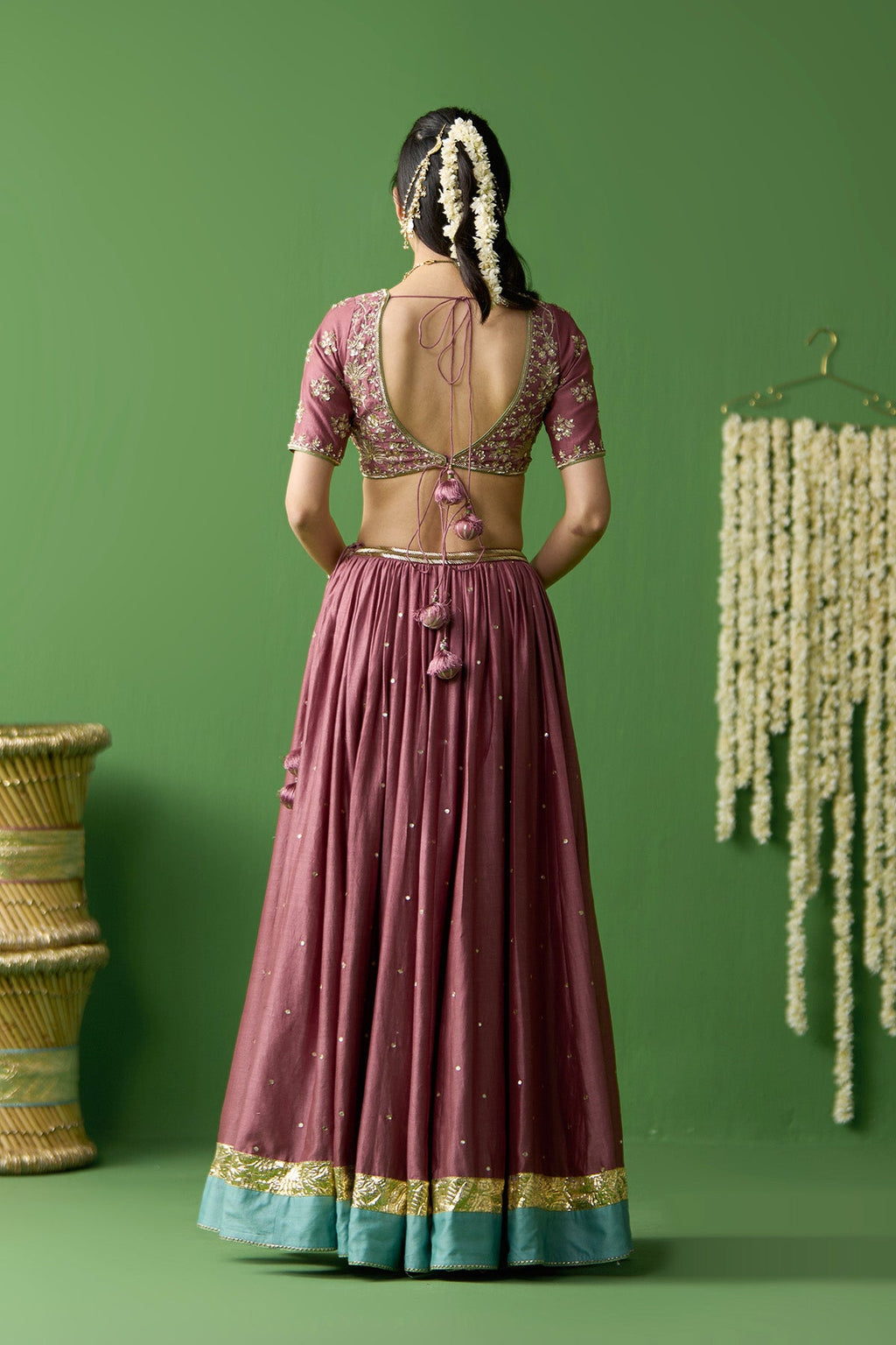 Gulnaar Onion Pink Embroidered lehenga with blouse and dupatta ( set of 3) - Ready to ship