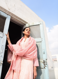 CARNATION ROSE COTTON SILK SUIT SET WITH CHANDERI DUPATTA - SET 0F 3