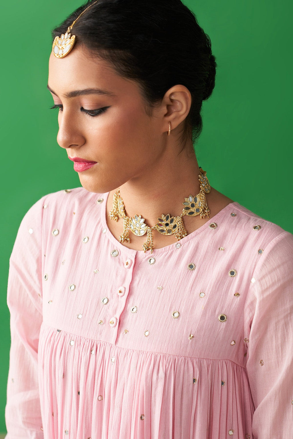 Jhoom soft pink kurta with flared palazzo (set of 2) - Ready to ship