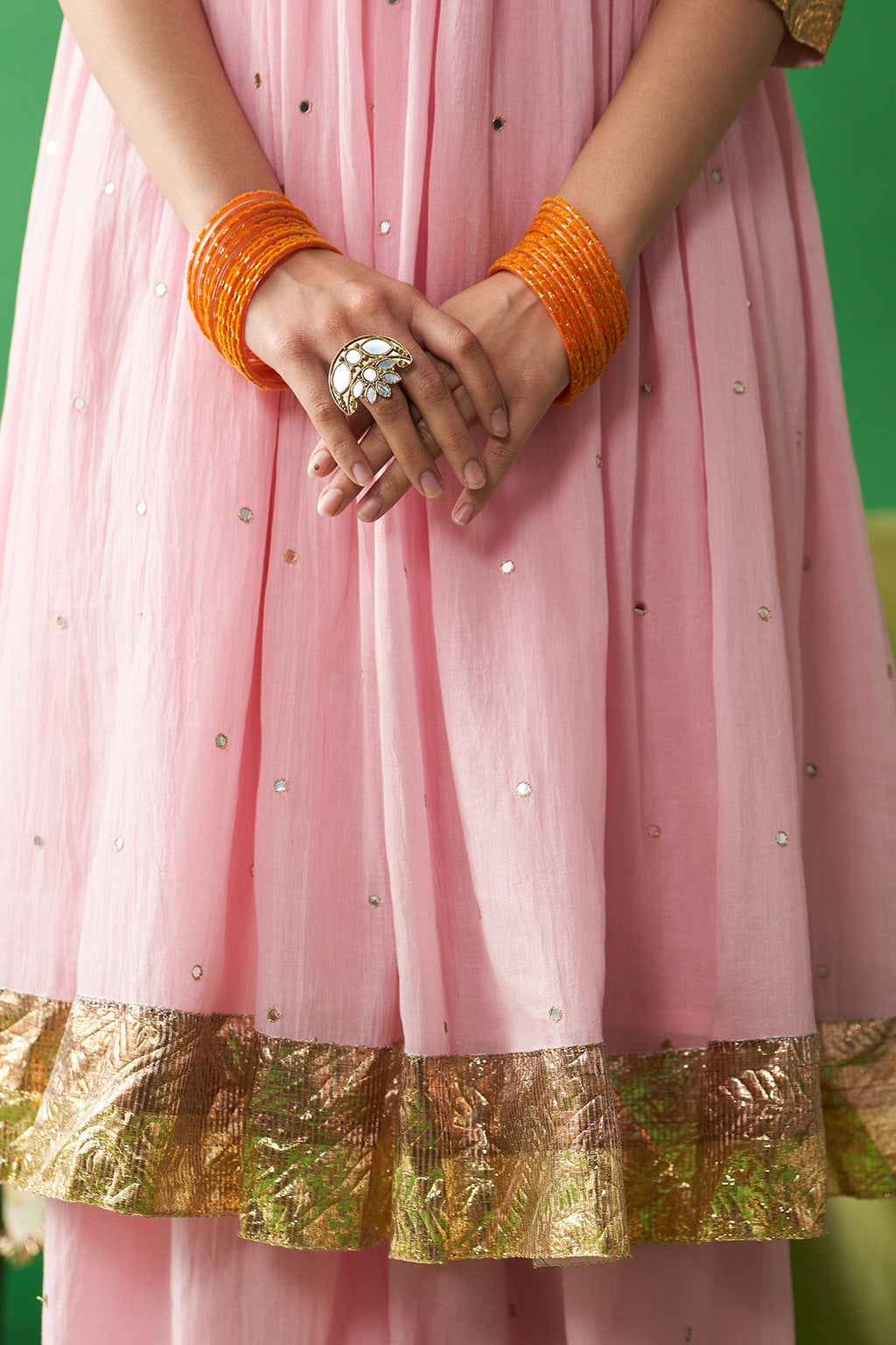 Jhoom soft pink kurta with flared palazzo (set of 2) - Ready to ship