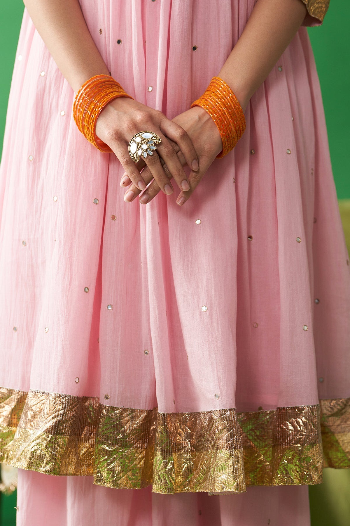 Jhoom soft pink kurta with flared palazzo (set of 2) - Ready to ship