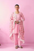 Summer Essentials 26 Pink Solid Short Anarkali With Farshi Salwar And Floral Print Dupatta ( Set Of 3 ) - Ready to ship