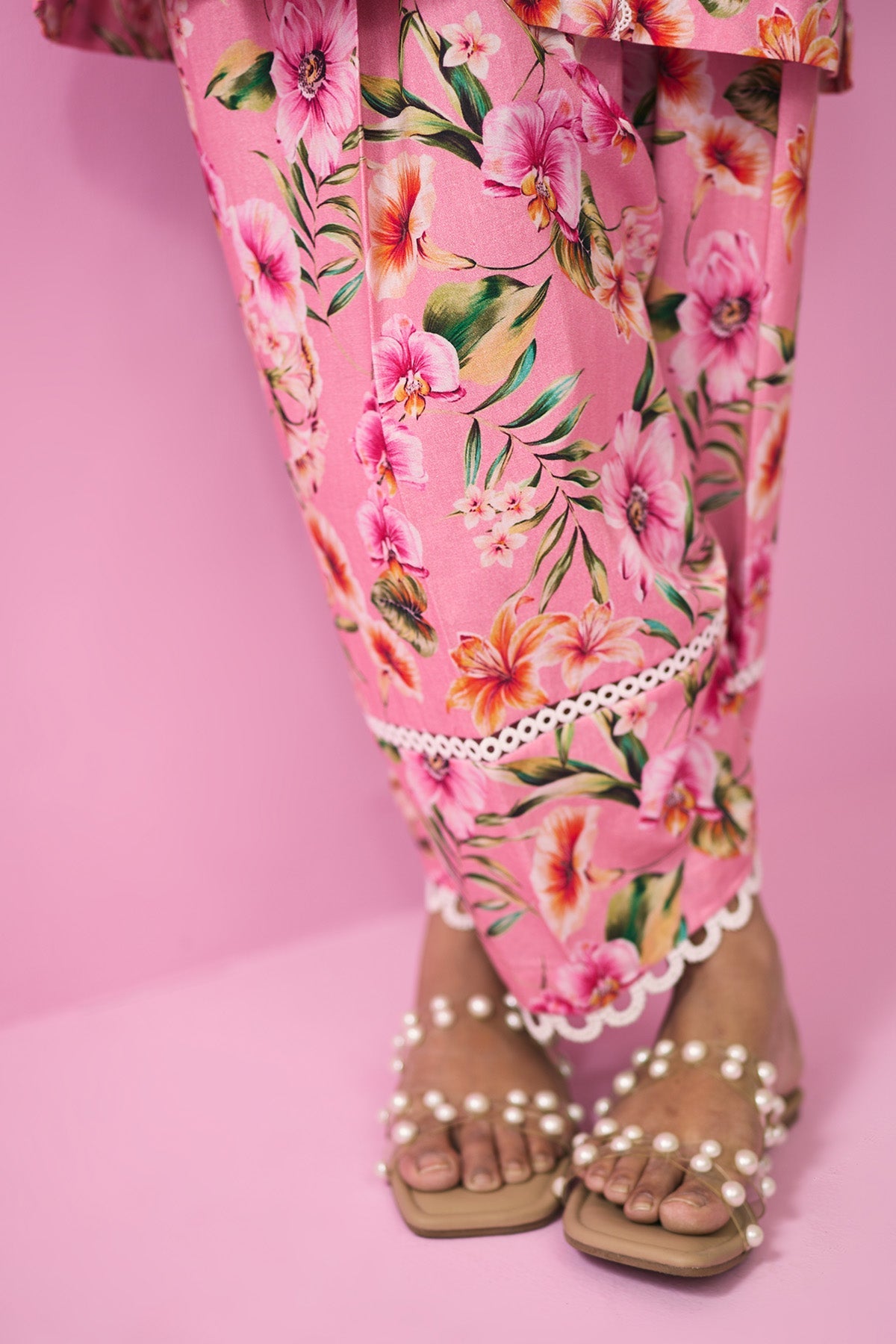 Summer Essentials 26 Peach Floral Co- Ord Set (Set Of 2 ) - Ready to ship