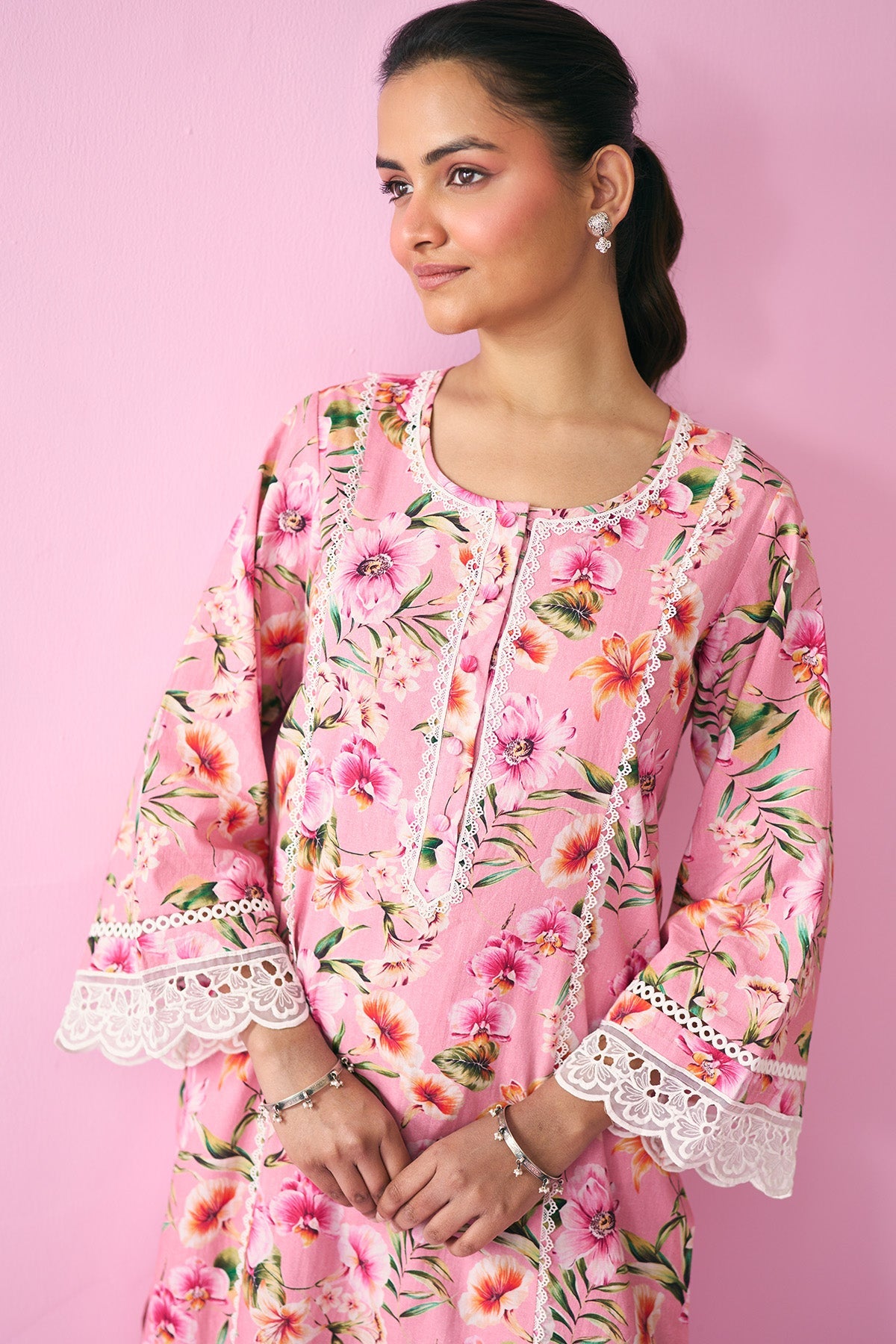 Summer Essentials 26 Peach Floral Co- Ord Set (Set Of 2 ) - Ready to ship