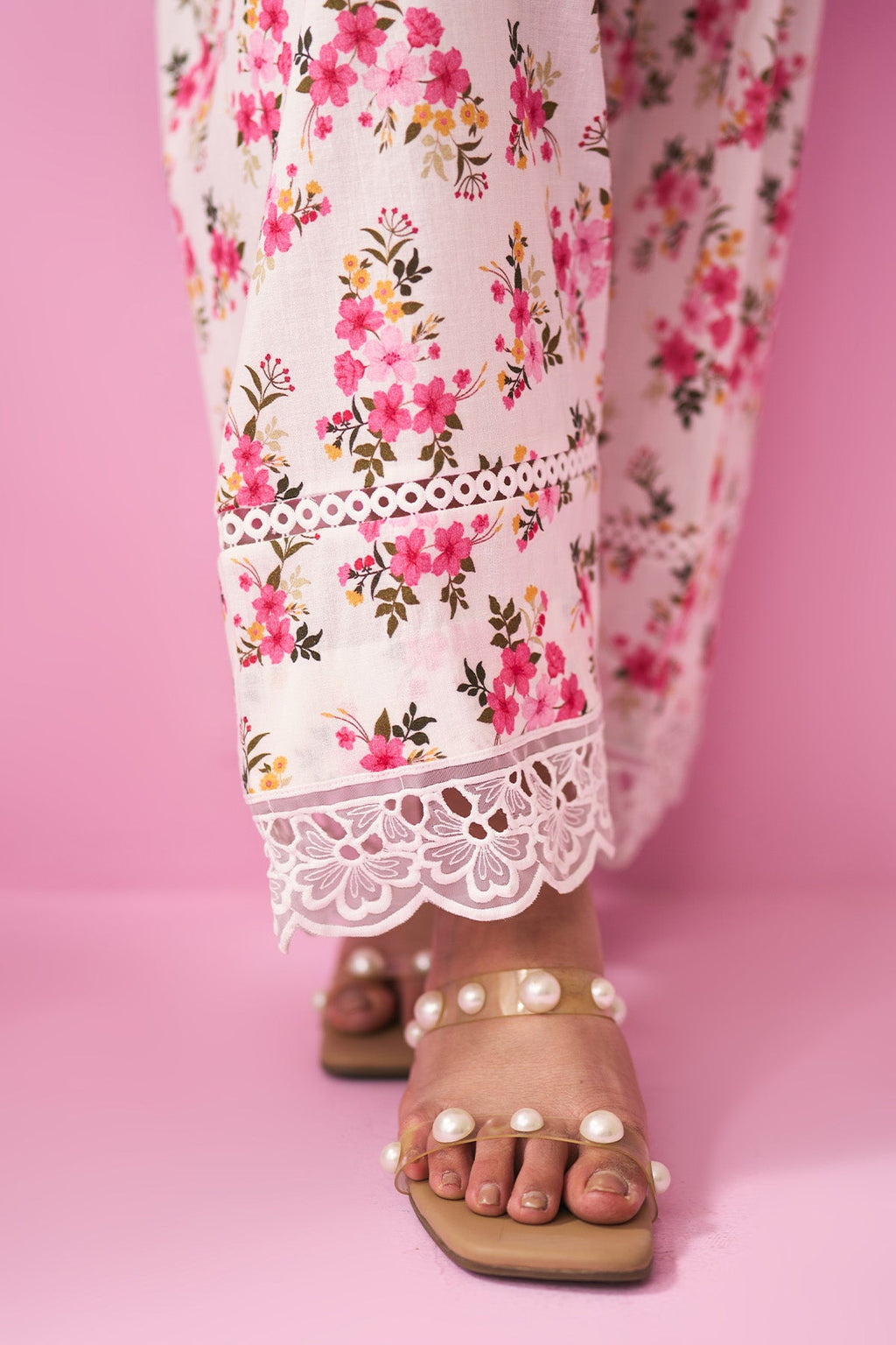 Summer Essentials 26 Off White Base Multi Floral Short Anarkali Wih Farshi Salwar ( Set Of 2 ) - Ready to ship