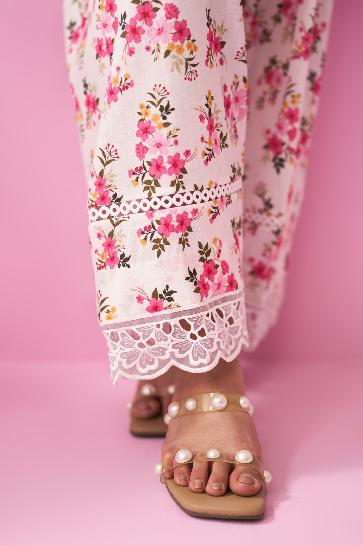 Summer Essentials 26 Off White Base Multi Floral Short Anarkali Wih Farshi Salwar ( Set Of 2 ) - Ready to ship