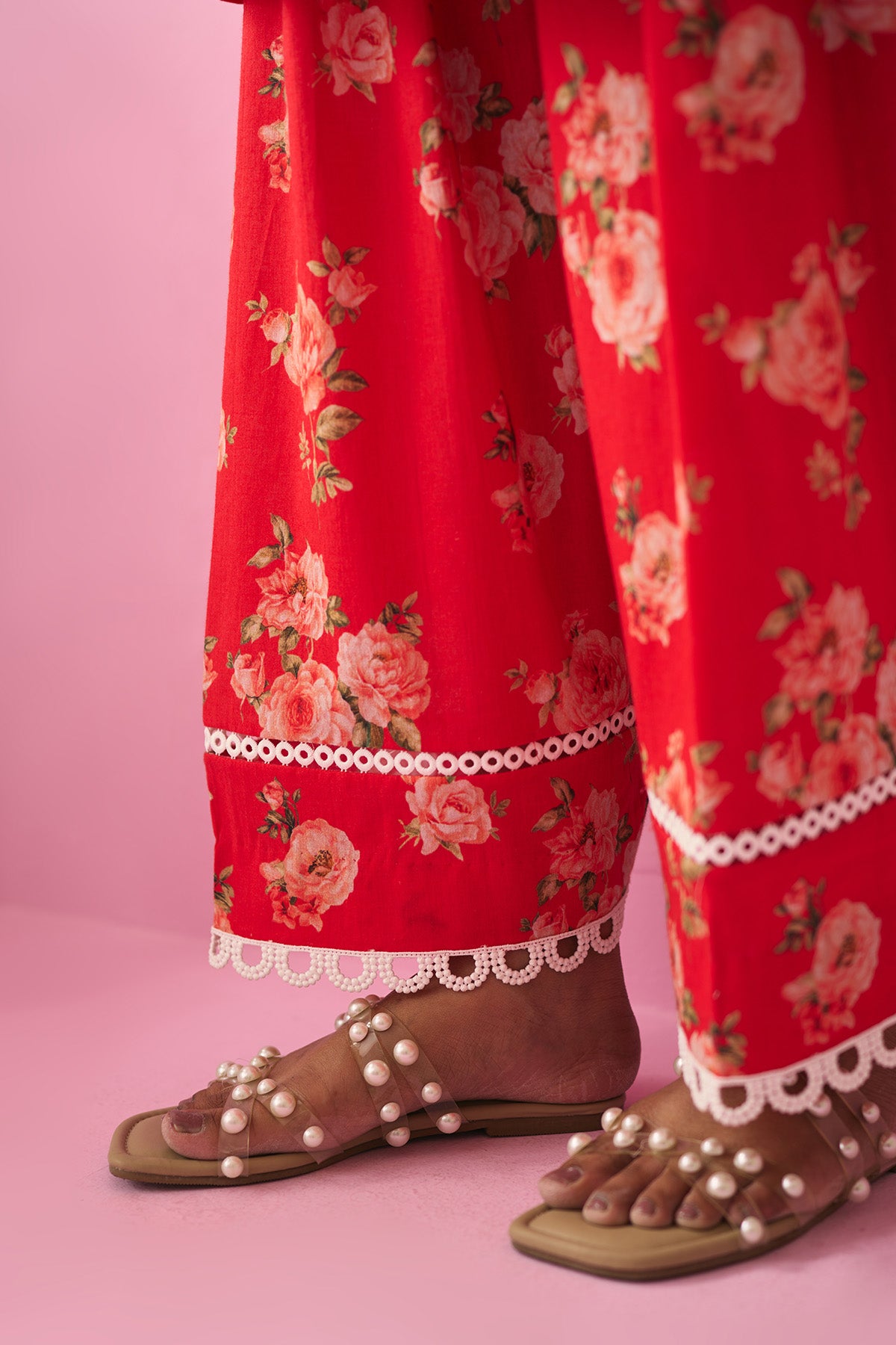 Summer Essentials 26 Red Floral Co-Ord Set (Set Of 2 ) - Ready to ship