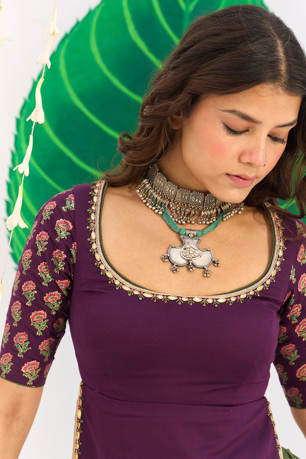 Jameela Olive Green Lehenga with Wine Choli and Dupatta (set of 3) - Ready to ship