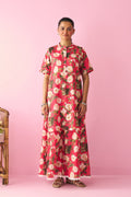 Summer Essentials 26 Red Floral Short Straight Kurta With Flared Palazzo ( Set Of 2 ) - Ready to ship