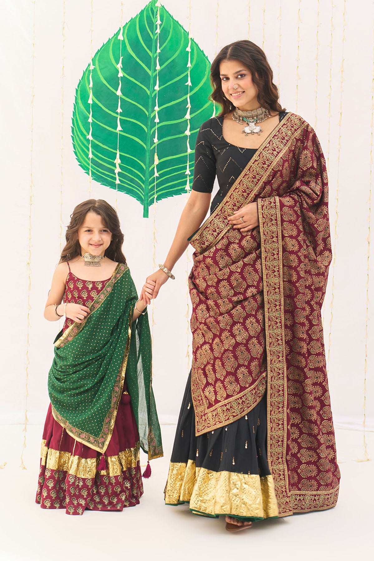 Jameela Solid Black Lehenga with Mukaish Choli and Block Printed Dupatta (set of 3) - Ready to ship