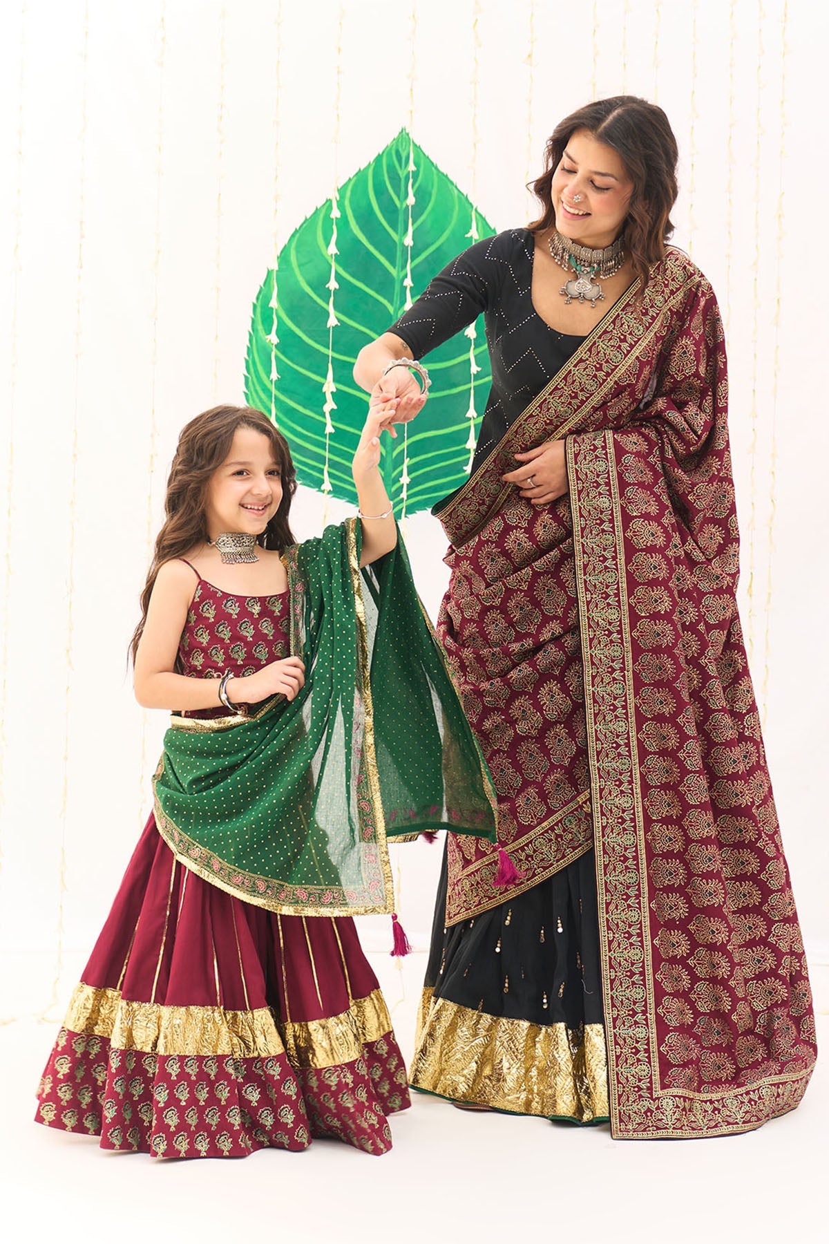 Jameela Solid Black Lehenga with Mukaish Choli and Block Printed Dupatta (set of 3) - Ready to ship