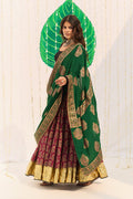 Jameela Block printed pink lehenga with solid black blouse and dupatta (set of 3) - Ready to ship
