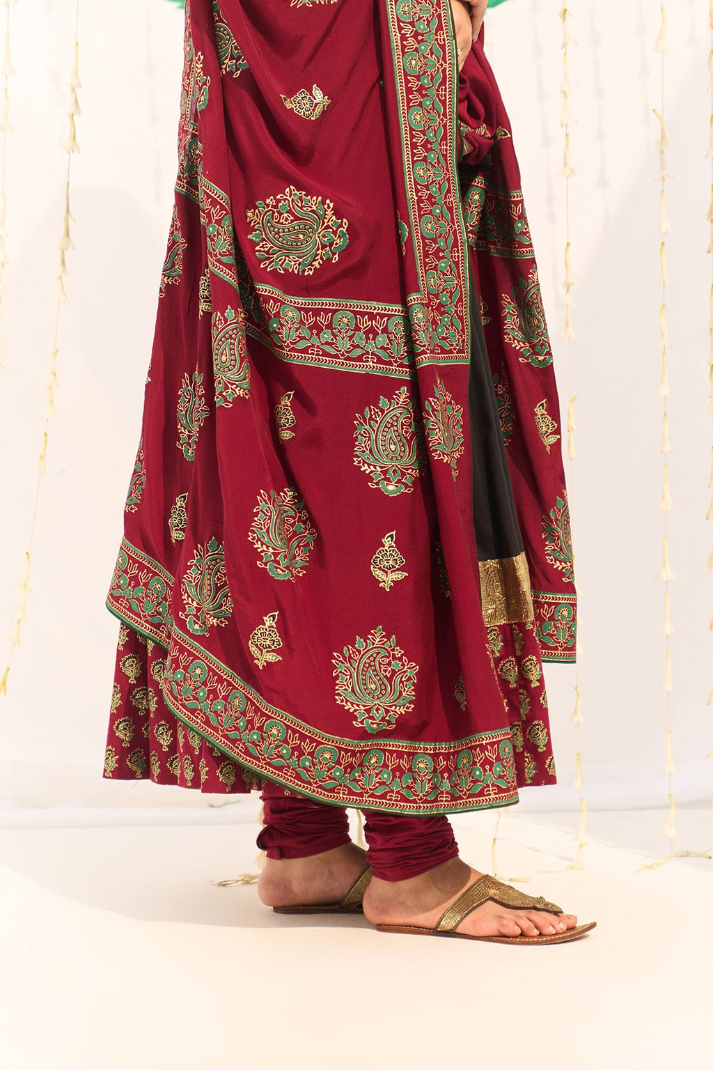 Jameela Black Block Printed Anarkali with Chooridar and Dupatta (set of 3) - Ready to ship