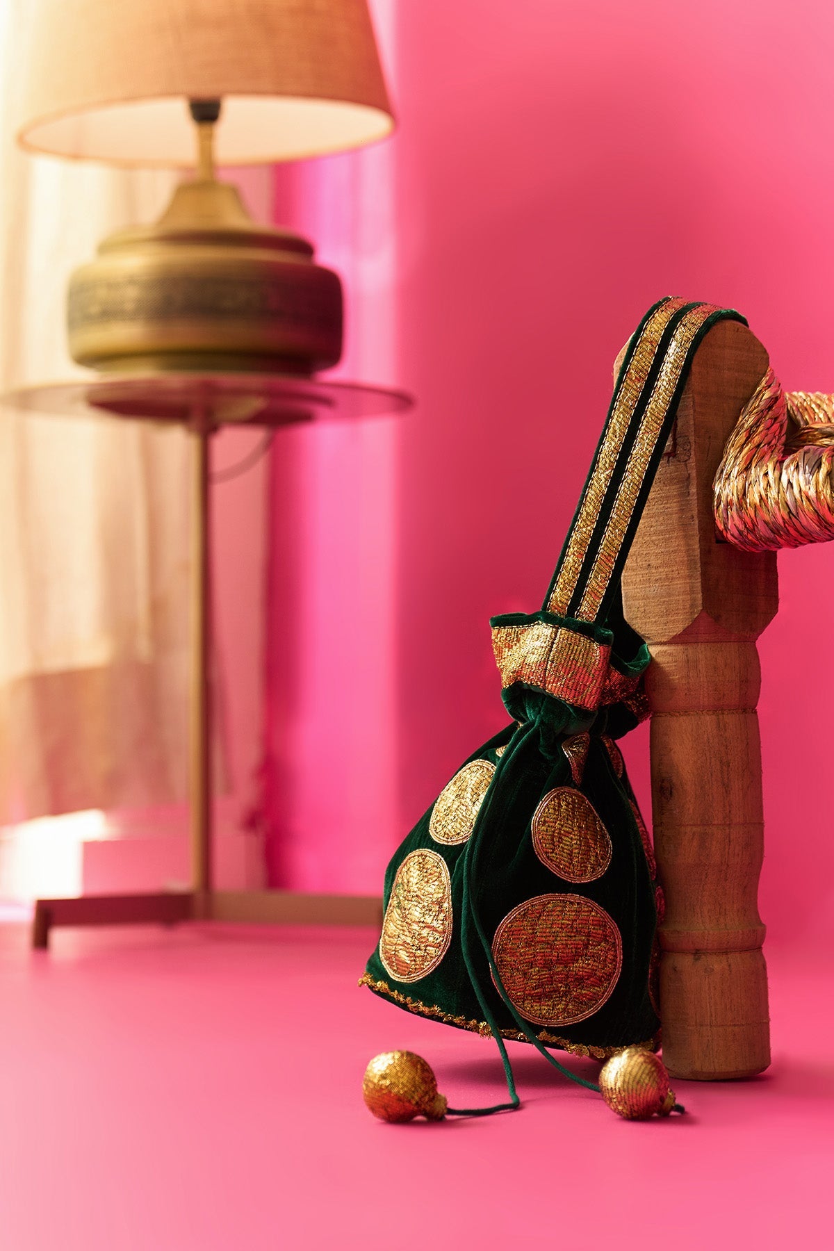 Nur green gota embroidered potli bag - Ready to ship