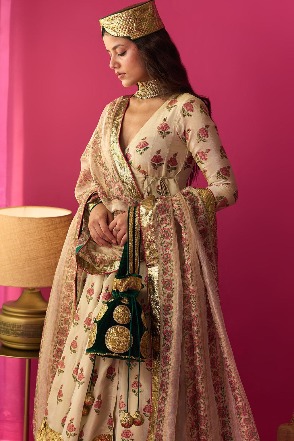 Nur green gota embroidered potli bag - Ready to ship