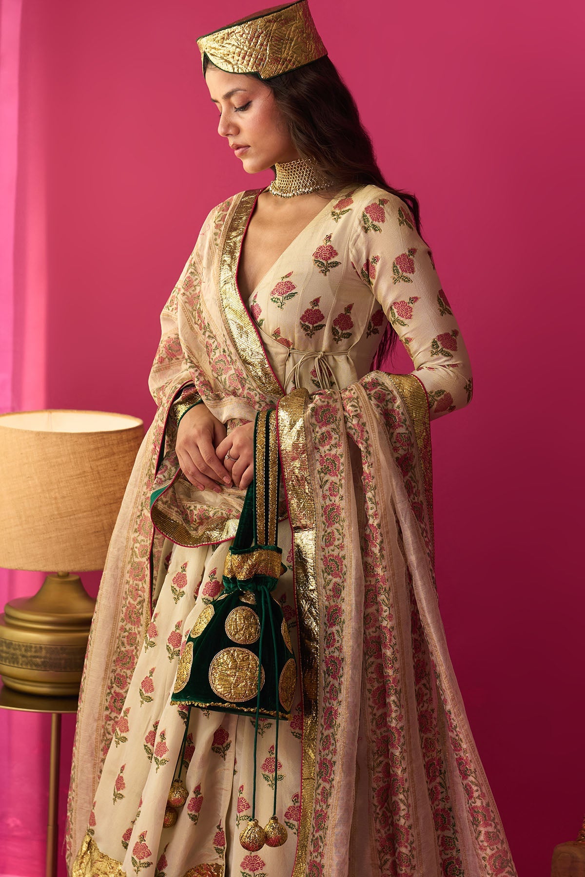 Nur green gota embroidered potli bag - Ready to ship