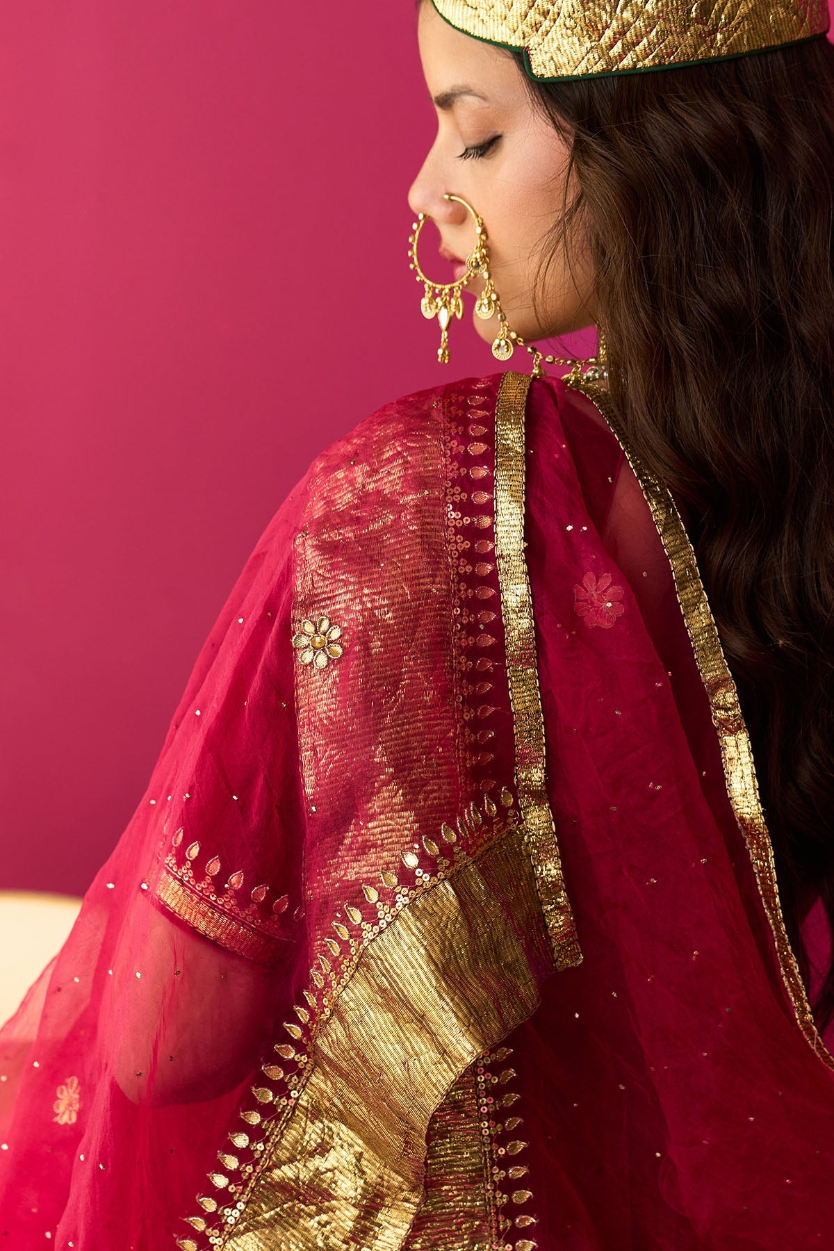 Nur pink flare anarkali with chooridar and dupatta (set of 3) - Ready to ship
