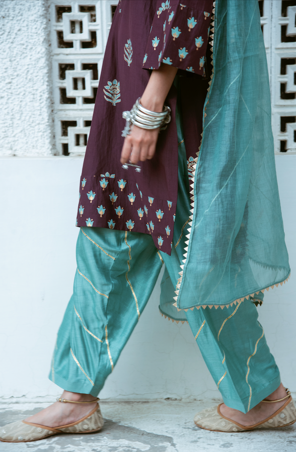 AAFREEN WINE SUIT SET
