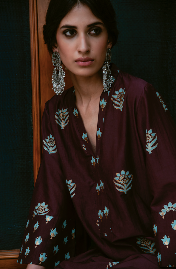 AAFREEN WINE SUIT SET